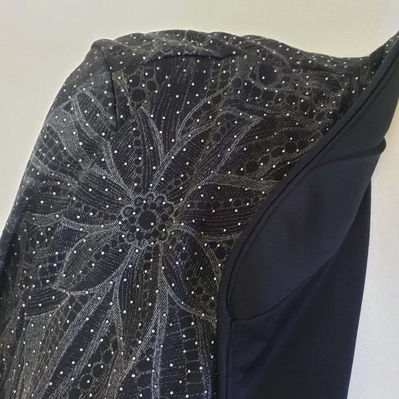 Collections Women's Black Silver Floral Semi Sheer Open Front Cardigan Jacket - Picture 4 of 13